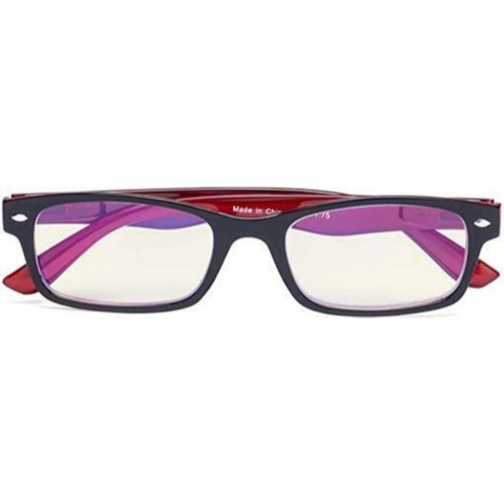CessBlu Black Red Rectangle Blue Light 0.5 Reading Nerd Glasses Readers 84730